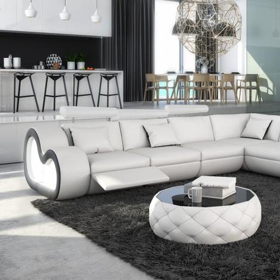 Canapé dangle XL en cuir avec éclairage - Atco - Blanc 901 / C