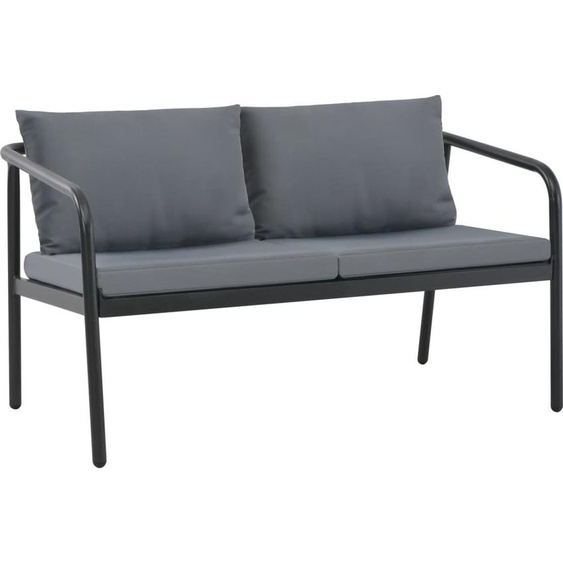 Canapé de jardin à 2 places avec coussins Gris Aluminium