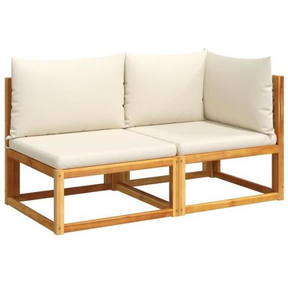 Canapé de jardin avec coussins 2 places bois massif dacacia -BK4008179 (PLA)