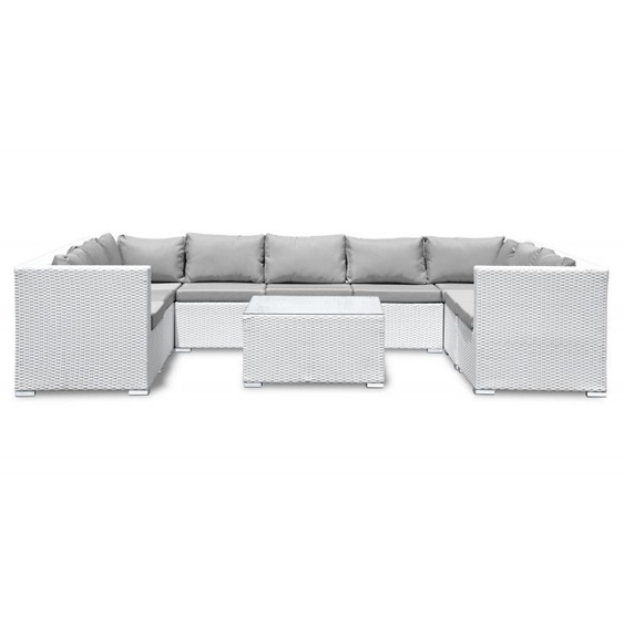 Canapé de jardin avec table basse - Cadix - Résine tressée bla