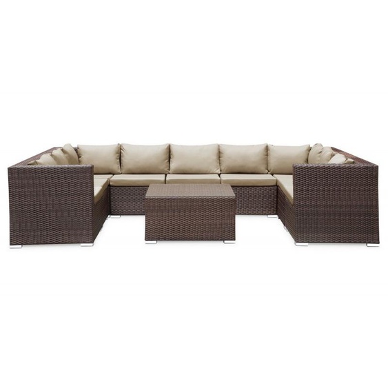 Canapé de jardin avec table basse - Cadix - Résine tressée mar