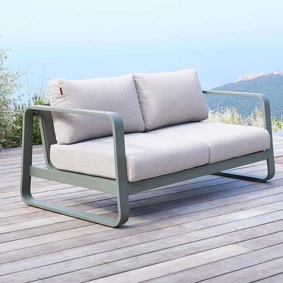 Canapé de jardin DOMILLY Beige / Vert laurier 2 places - Aluminium traité époxy, Oléfine Hespéride