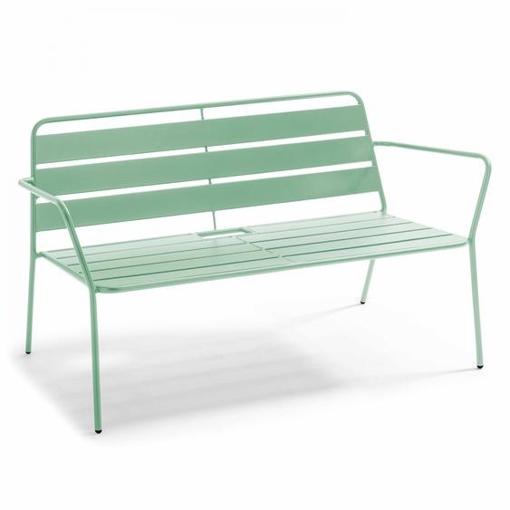 Canapé de jardin en métal vert sauge - Oviala Palavas