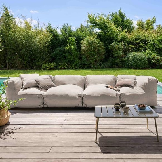 Canapé de jardin modulable 4 places beige - Oviala Mixi