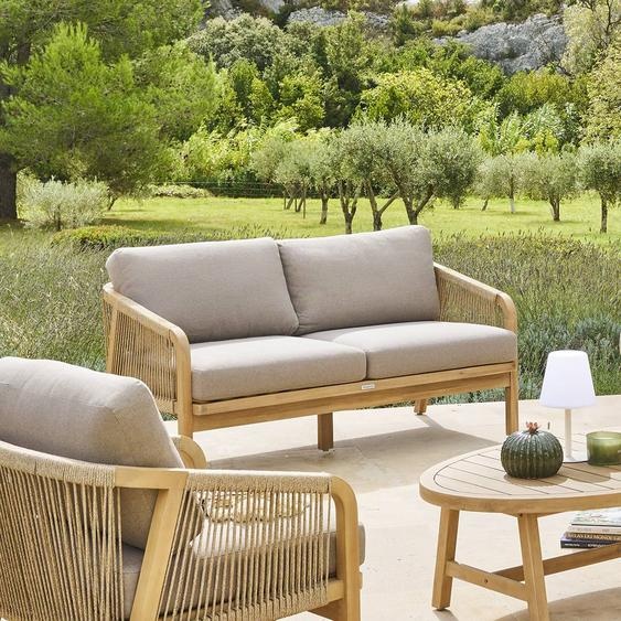 Canapé de jardin PAPOUASIE Acacia 2 places - Polyester, certifié FSC® Hespéride