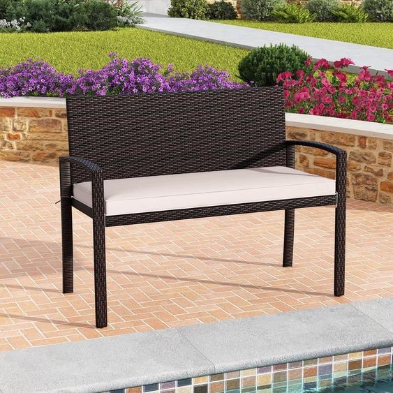 Canapé de jardin pour patio - Banc double - Mobilier dextérieur - Banc en rotin - Meuble de jardin - Structure métallique durable