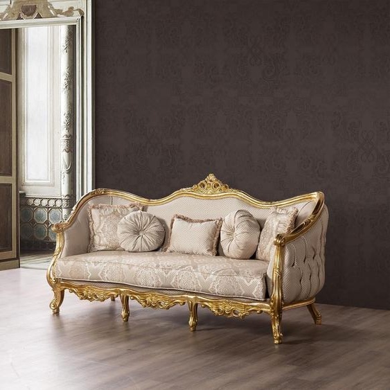 Canapé de luxe Canapé classique trois places Canapés Meubles Aménagement Tissu Canapé