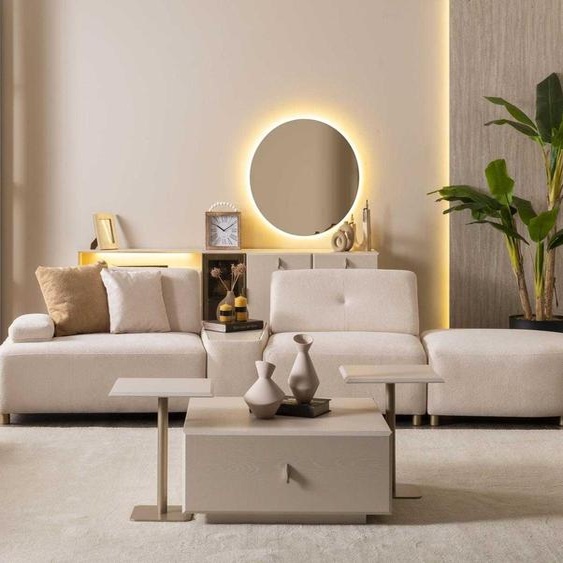 Canapé de salon, style moderne, couleur beige, confortable, neuf, spacieux, moelleux