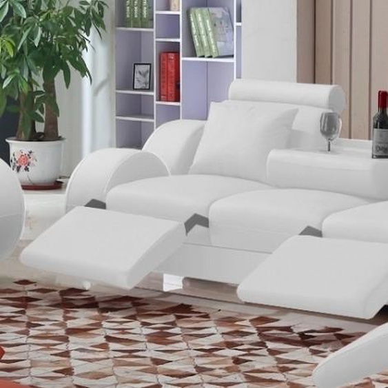 Canapé design 3 places relax en cuir - Carlson - Blanc 901