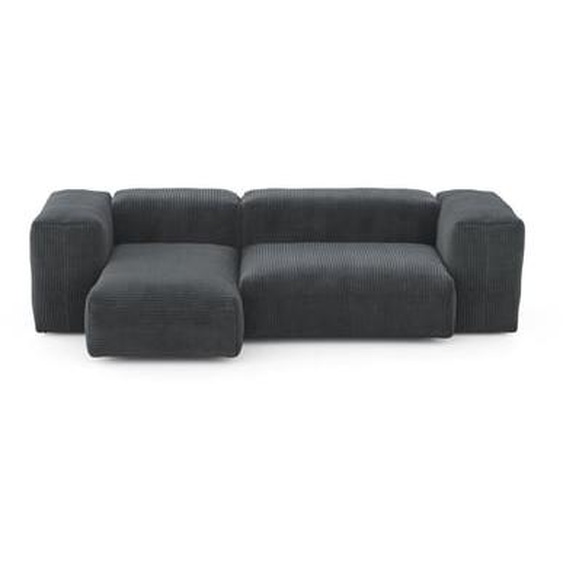 Canapé deux modules méridienne Cord velours 209 x 115 cm - Cord Velours gris foncé