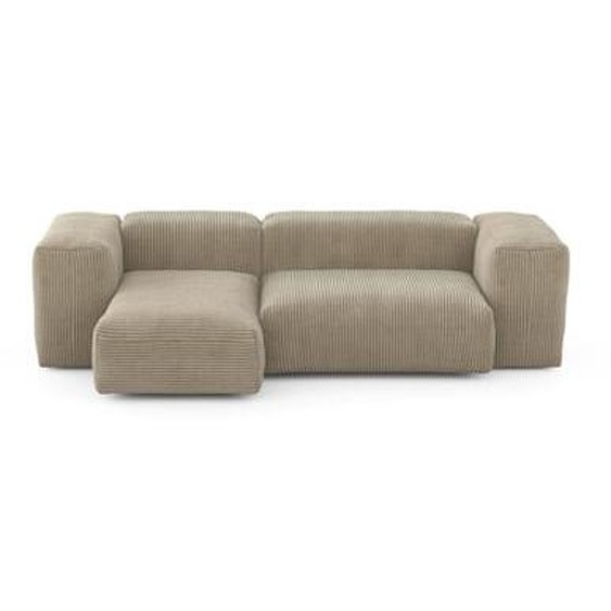 Canapé deux modules méridienne Cord velours 209 x 115 cm - Cord Velours sable