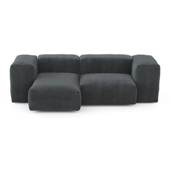 Canapé deux modules méridienne Cord velours 230 x 115 cm - Cord Velours gris foncé