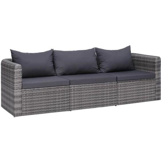 Canapé dextérieur en résine tressée - Gris - 72 x 72 x 63 cm
