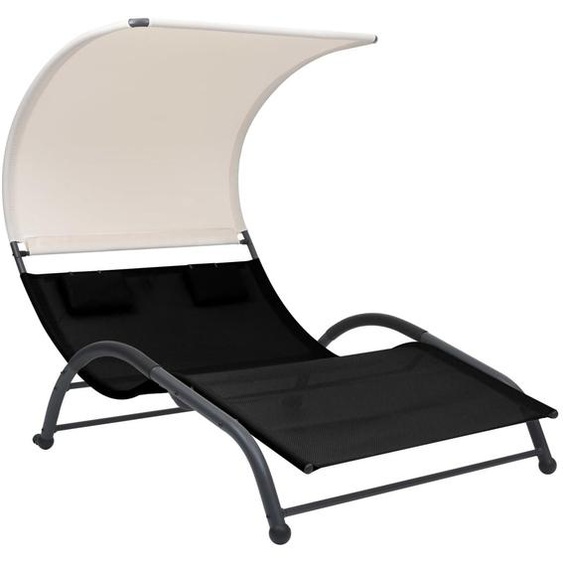 Canapé double – Transat – Banc de jardin – Canapé lounge avec parasol – Fauteuil relax – Structure en acier