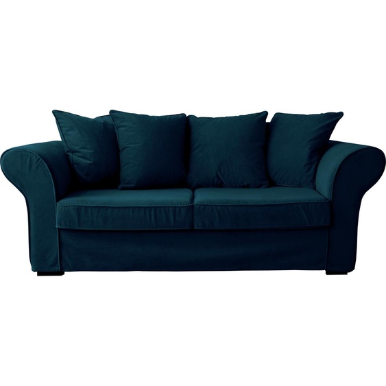 Canapé droit 3 places en velours bleu navy OSCAR