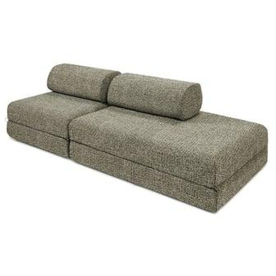 Canapé droit convertible 3 places - Tissu tweed - Jaune