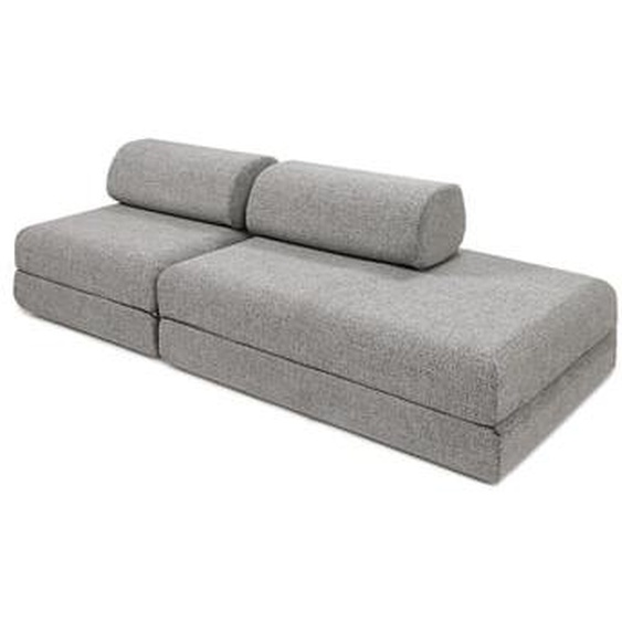 Canapé droit convertible 3 places - Tissu tweed - Jaune