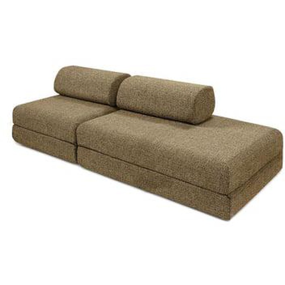 Canapé droit convertible 3 places - Tissu tweed - Jaune