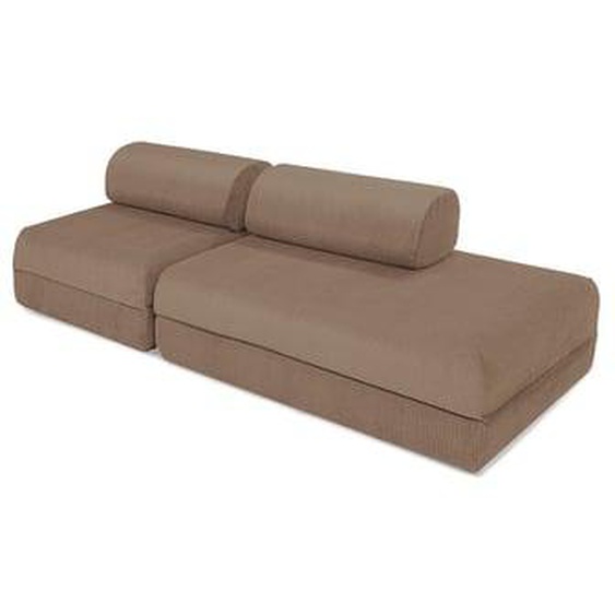 Canapé droit convertible 3 places - Velours côtelé - Beige