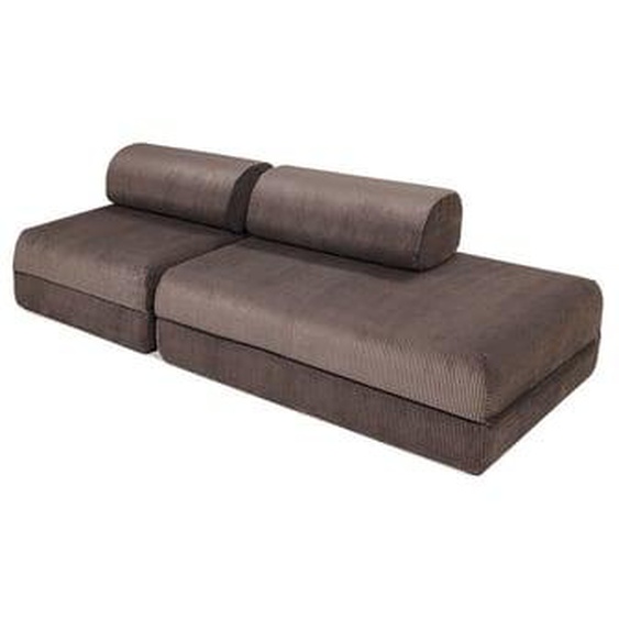 Canapé droit convertible 3 places - Velours côtelé - Beige