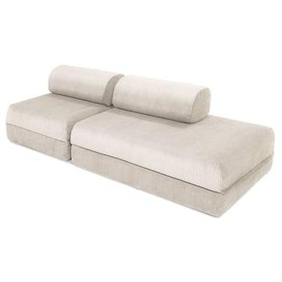 Canapé droit convertible 3 places - Velours côtelé - Beige