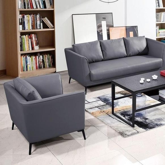 Canapé En Cuir 3+1+1 Places Set Garniture Polstersofa Couch Designersofa