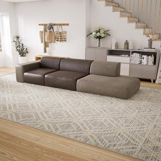 Canapé en cuir - Beige taupe/Brun gris Simili, lounge, esprit club ou cosy avec toucher chaleureux - 343 x 72 x 107 cm, modulable