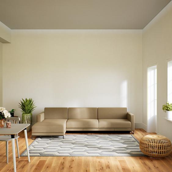 Canapé en cuir - Beige taupe Cuir Pigmenté, lounge, esprit club ou cosy avec toucher chaleureux, 304x 75 x 162 cm, modulable
