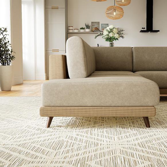 Canapé en cuir - Beige taupe Simili, lounge, esprit club ou cosy avec toucher chaleureux, 174x 75 x 254 cm, modulable