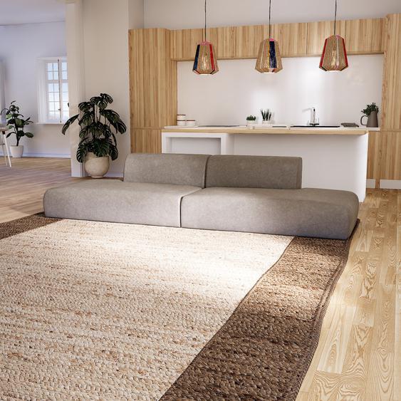 Canapé en cuir - Beige taupe Simili, lounge, esprit club ou cosy avec toucher chaleureux - 322 x 72 x 107 cm, modulable