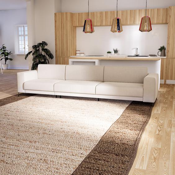 Canapé en cuir - Blanc Cuir Pigmenté, lounge, esprit club ou cosy avec toucher chaleureux, 328x 75 x 98 cm, modulable