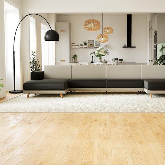 Canapé en cuir - Blanc Cuir Pigmenté, lounge, esprit club ou cosy avec toucher chaleureux, 408x 75 x 162 cm, modulable