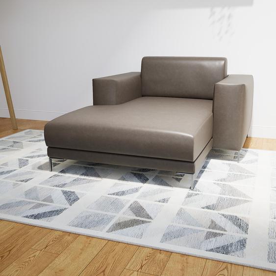 Canapé en cuir - Brun gris Simili, lounge, esprit club ou cosy avec toucher chaleureux, 128x 75 x 162 cm, modulable