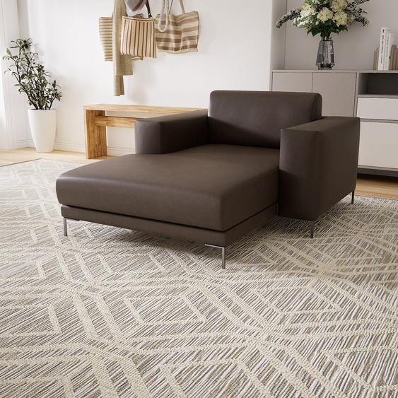 Canapé en cuir - Brun gris Simili, lounge, esprit club ou cosy avec toucher chaleureux, 128x 75 x 162 cm, modulable