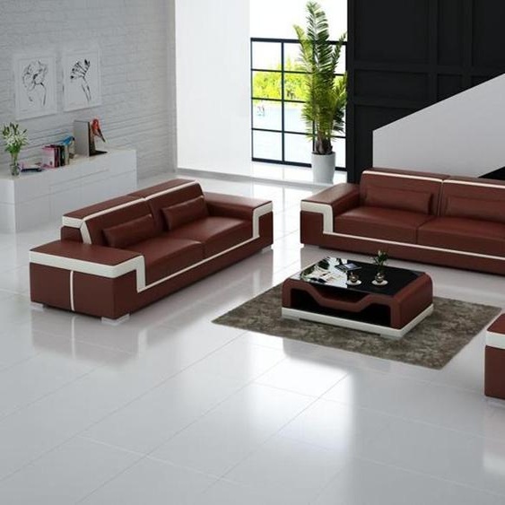 Canapé en cuir Canapé salon 3+2+1 places Garniture Canapé avec USB