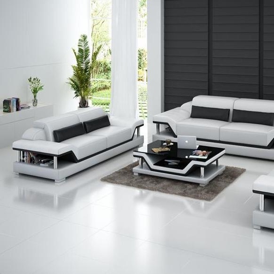 Canapé en cuir Canapé USB Salon 321 places Garniture Design Canapé Garniture