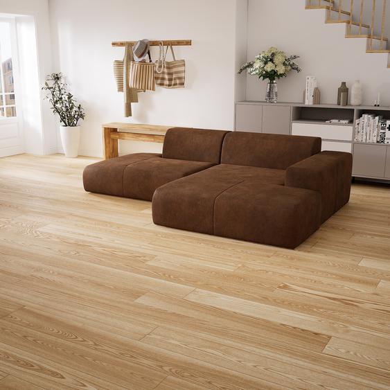 Canapé en cuir - Cognac Cuir Nubuck, lounge, esprit club ou cosy avec toucher chaleureux - 270 x 72 x 168 cm, modulable