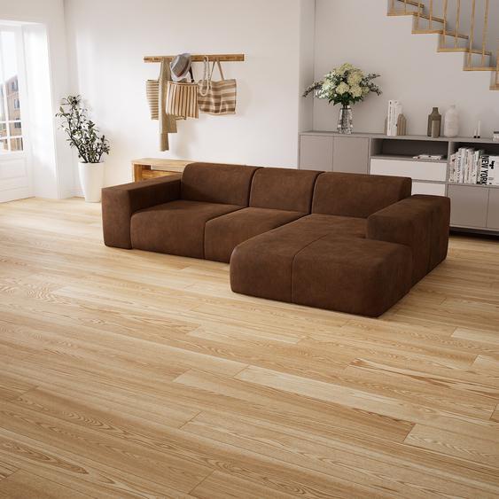 Canapé en cuir - Cognac Cuir Nubuck, lounge, esprit club ou cosy avec toucher chaleureux - 278 x 72 x 168 cm, modulable