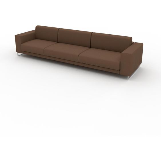 Canapé en cuir - Cognac Cuir Nubuck, lounge, esprit club ou cosy avec toucher chaleureux, 328x 75 x 98 cm, modulable