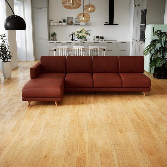 Canapé en cuir - Cognac Simili, lounge, esprit club ou cosy avec toucher chaleureux, 253x 75 x 162 cm, modulable