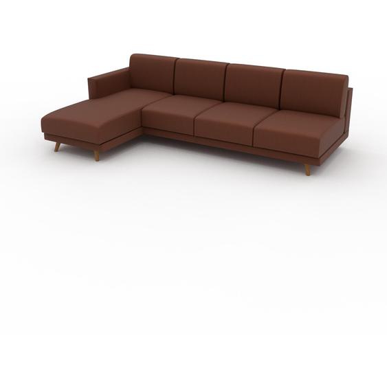 Canapé en cuir - Cognac Cuir Végan, lounge, esprit club ou cosy avec toucher chaleureux, 253x 75 x 162 cm, modulable