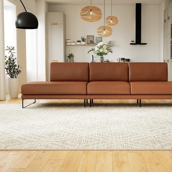 Canapé en cuir - Cognac Simili, lounge, esprit club ou cosy avec toucher chaleureux, 320x 81 x 98 cm, modulable