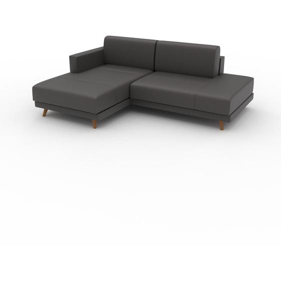 Canapé en cuir - Gris ardoise Cuir Aniline, lounge, esprit club ou cosy avec toucher chaleureux, 213x 75 x 162 cm, modulable