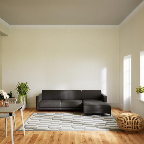 Canapé en cuir - Gris ardoise Cuir Aniline, lounge, esprit club ou cosy avec toucher chaleureux, 264x 75 x 162 cm, modulable
