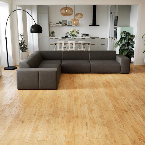 Canapé en cuir - Gris ardoise Cuir Aniline, lounge, esprit club ou cosy avec toucher chaleureux - 339 x 72 x 274 cm, modulable