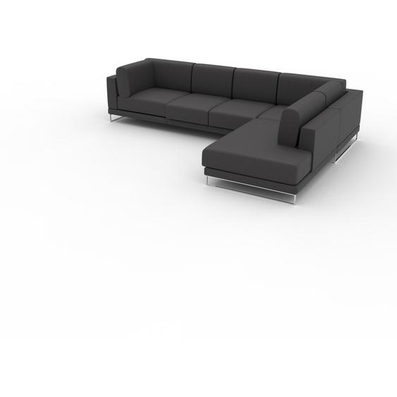 Canapé en cuir - Gris ardoise Cuir Végan, lounge, esprit club ou cosy avec toucher chaleureux, 308x 75 x 214 cm, modulable