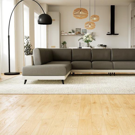 Canapé en cuir - Gris ardoise Simili, lounge, esprit club ou cosy avec toucher chaleureux, 334x 75 x 254 cm, modulable