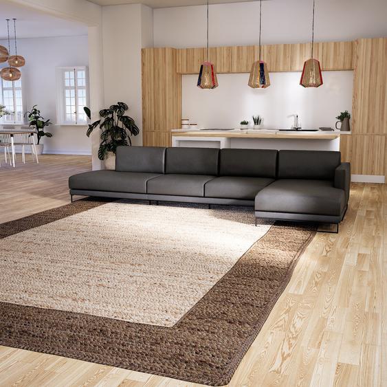 Canapé en cuir - Gris ardoise Simili, lounge, esprit club ou cosy avec toucher chaleureux, 372x 75 x 162 cm, modulable