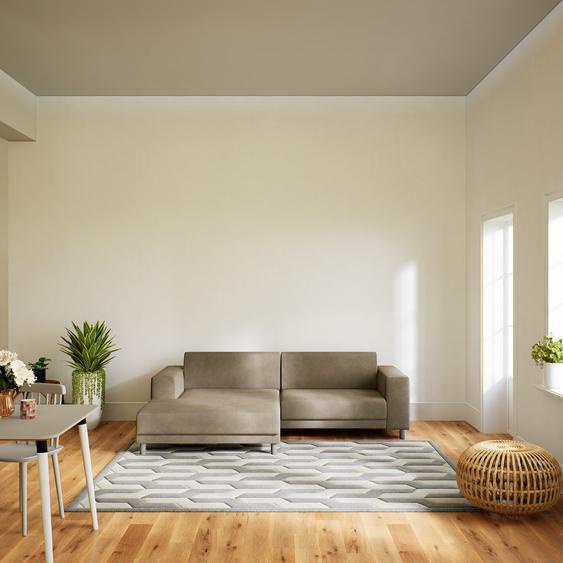 Canapé en cuir - Gris taupe Cuir Nubuck, lounge, esprit club ou cosy avec toucher chaleureux, 248x 75 x 162 cm, modulable