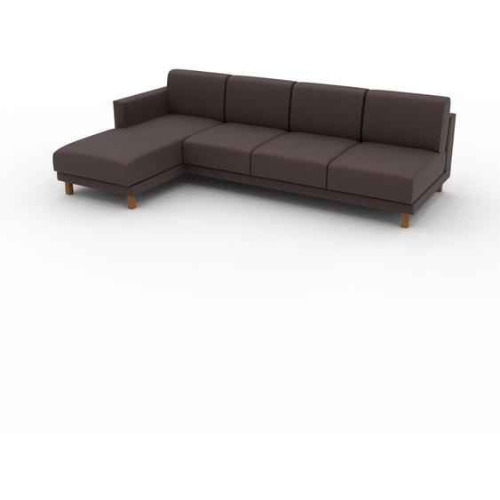 Canapé en cuir - Marron café Cuir Végan, lounge, esprit club ou cosy avec toucher chaleureux, 252x 75 x 162 cm, modulable